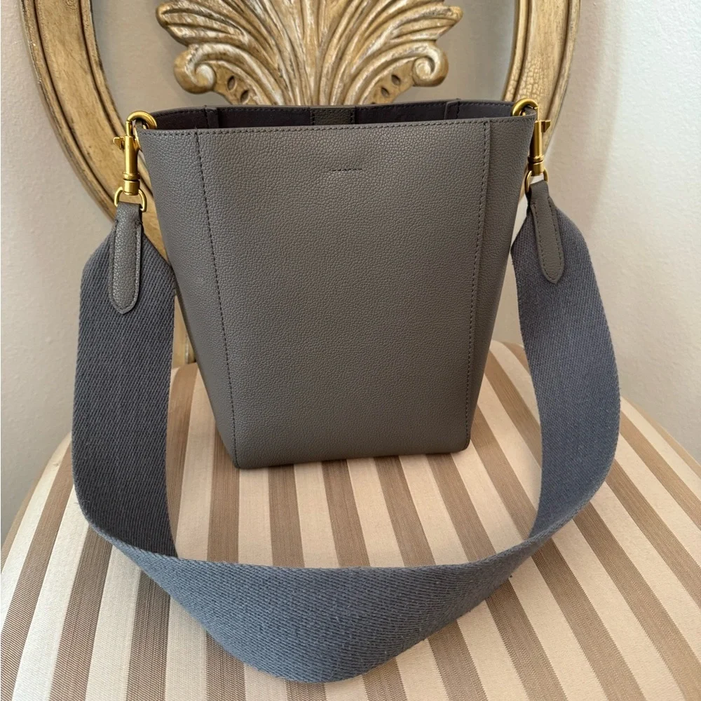 Genuine Leather Bucket Bag Dark Gray - Picture 4 of 13